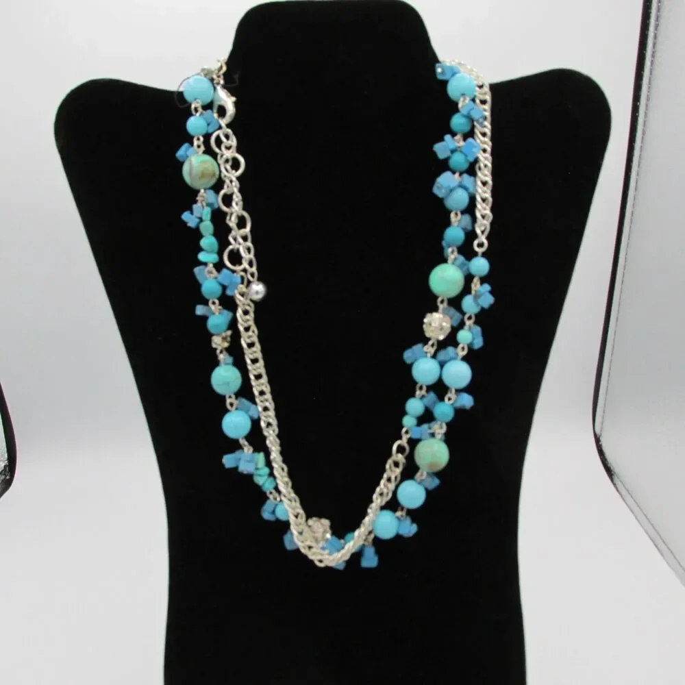 Chico's Palasa Long Turquoise Beaded Statement Necklace 39